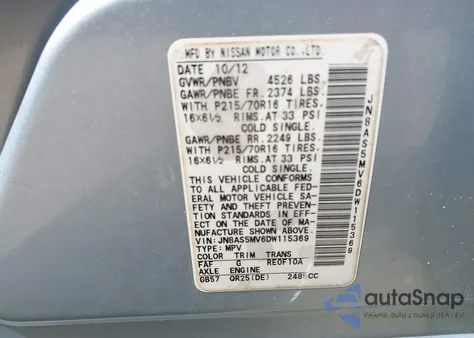 2013 Nissan Rogue S z USA, uszkodzony, nr VIN JN8AS5MV6DW115369